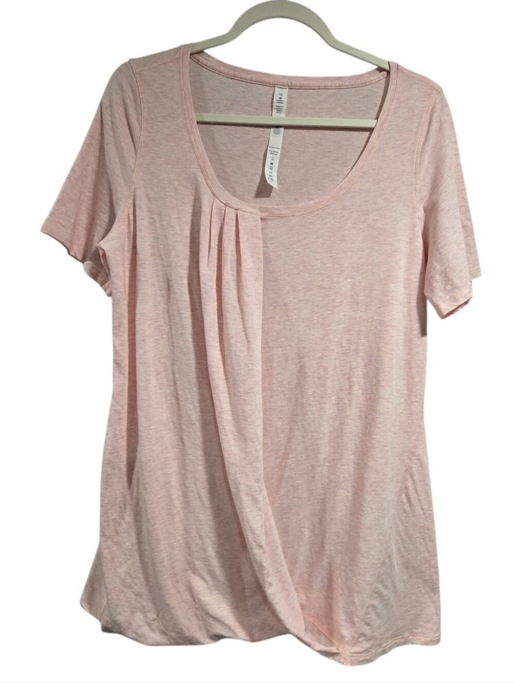 Lululemon Women's Heathered Barely Pink Twist Tee Short Sleeve Shirt Size 10